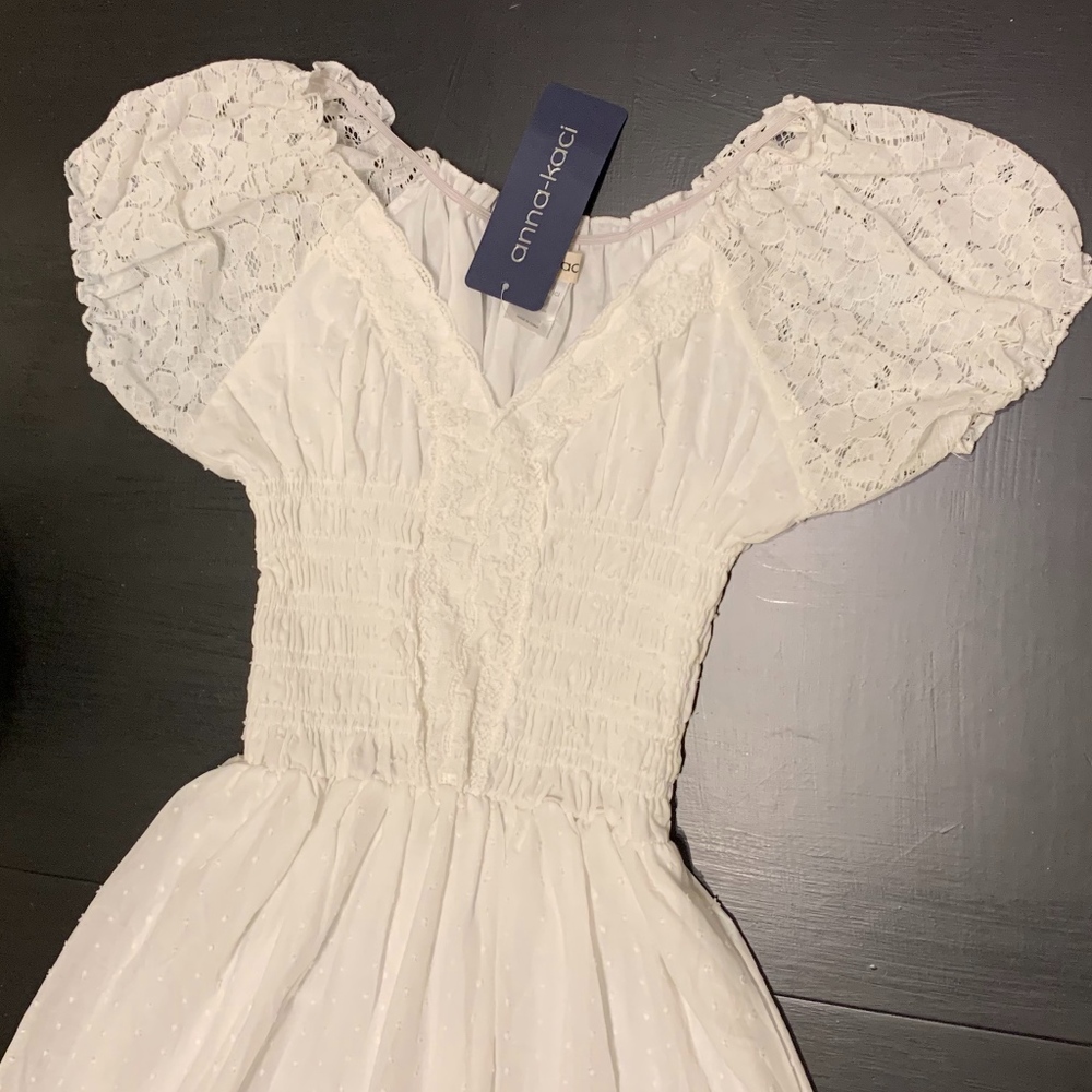 Sold! Anna Kaci Bohemian Lace Trim Peasant Dress S - Picture 5 of 8